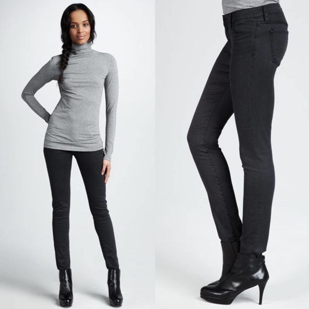 VINCE 5 Pocket Skinny Jeans in Charcoal Herringbone Wash, size 26